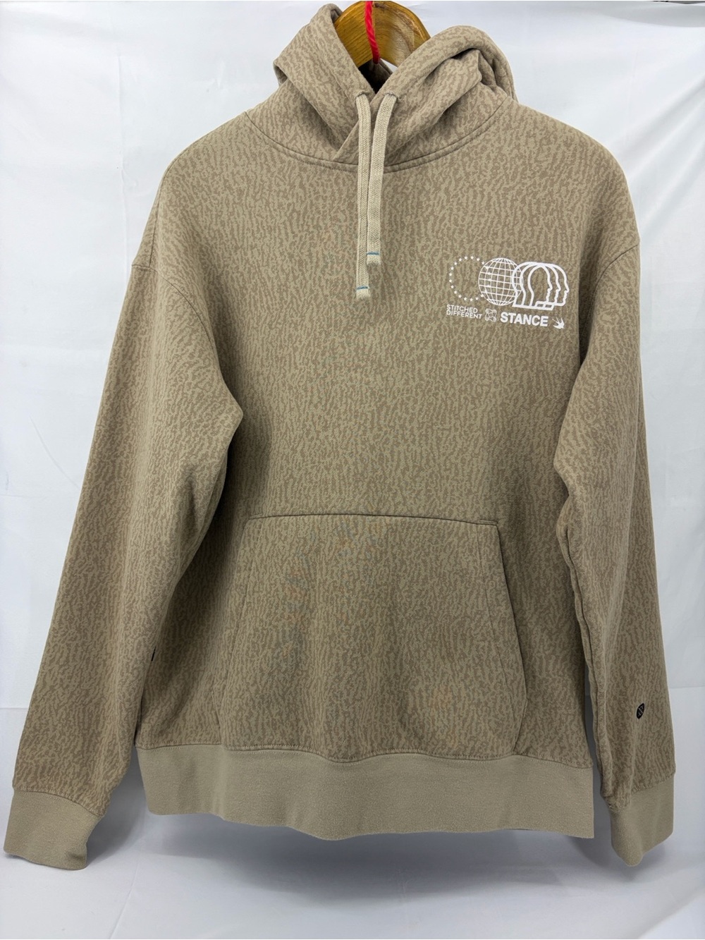 Stance Stitched Different Beige Print Pullover Hoodie - Mens L